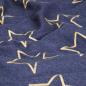 Preview: French Terry jeansblau mit goldenen Sternen